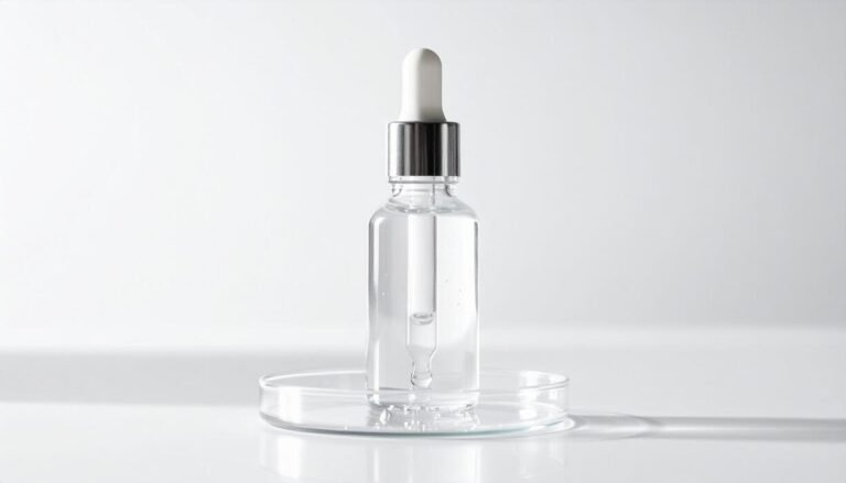 Clear glass dropper bottle retinol serum mockup on white background